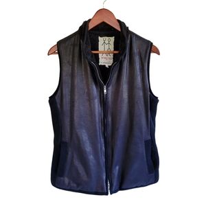 Pete & Greta By Johnny Was Faux Leather & Fur Vegan Vest Black Women's Small